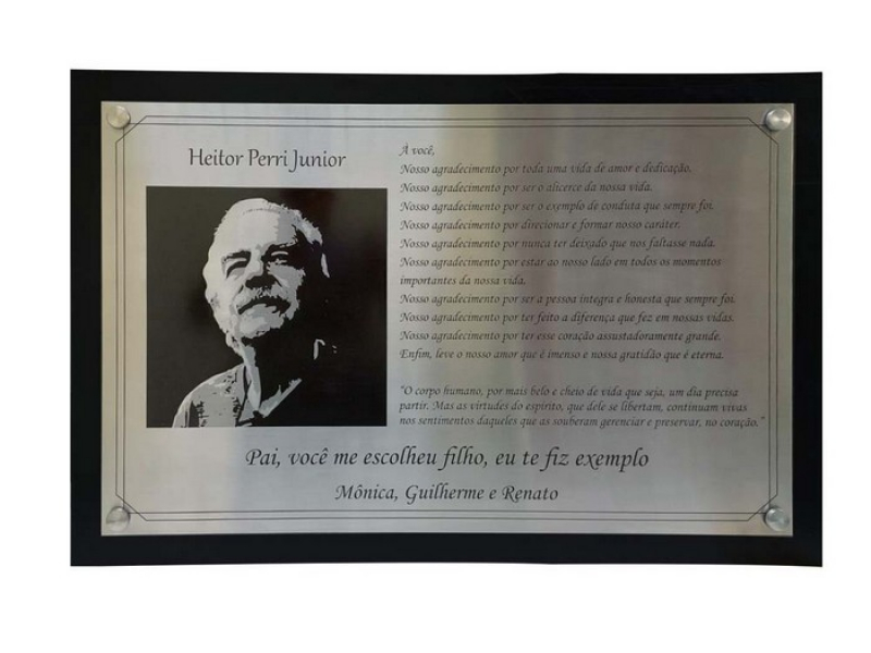 Placa de Agradecimento em Inox Preço Presidente Prudente - Placa Homenagem Inox