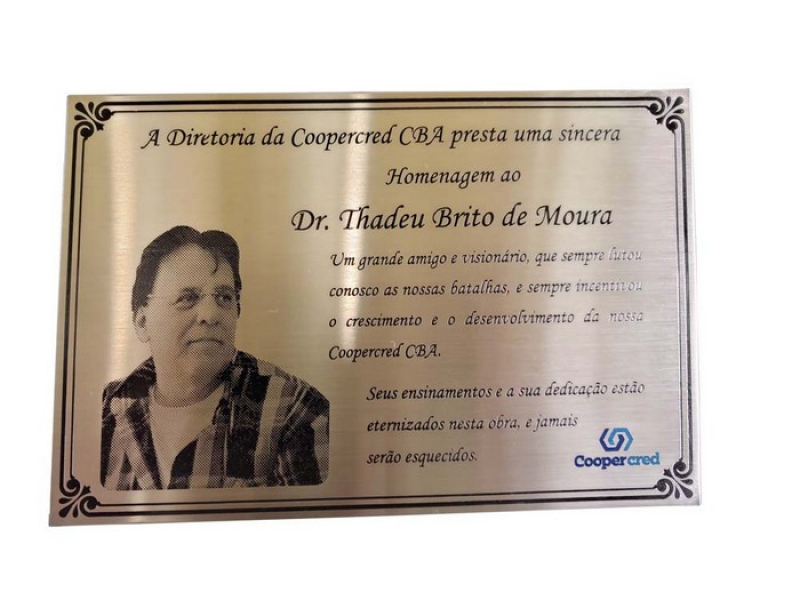 Placa de Agradecimento em Inox São Lourenço da Serra - Placa para Homenagem em Inox