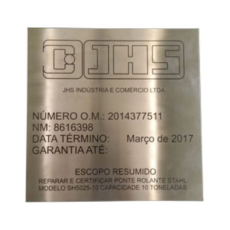 Placa Identificação de Metal Valores Alto de Pinheiros - Placa de Identificação São Paulo