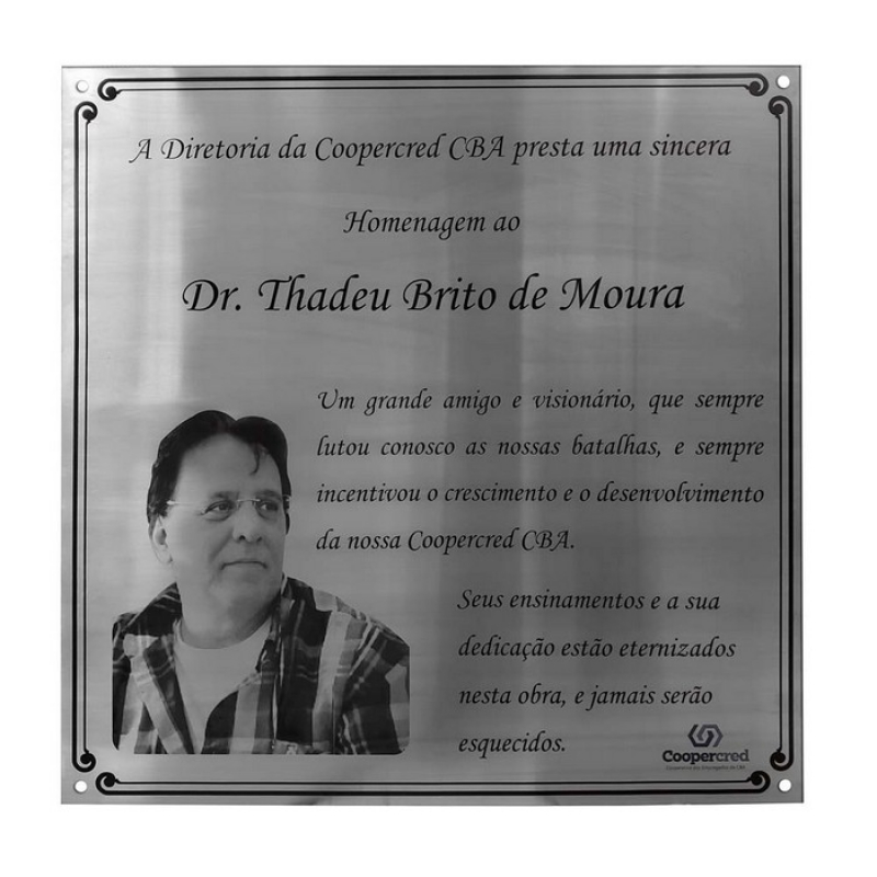 Placa para Homenagem em Inox Preço Butantã - Placa de Agradecimento em Inox